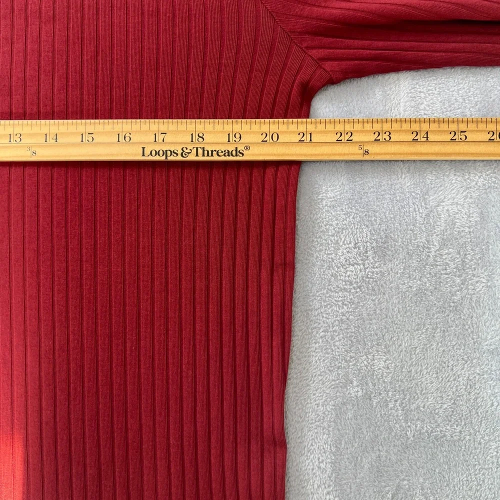 Kate Quinn Ribbed Henley Long Sleeve Top Medium‎ Burgundy Organic Cotton Spandex